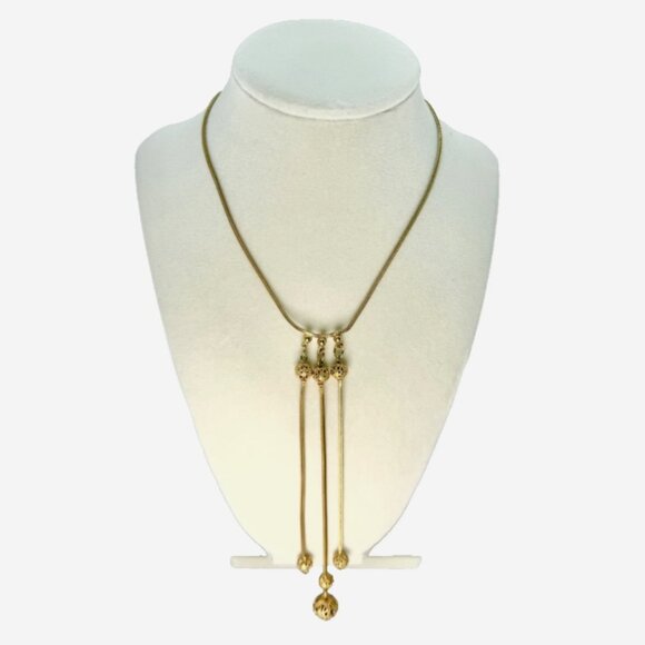 Vintage MCM Mid Century Modern Gold Tone Tassel Ball 16" Choker Necklace - Picture 2 of 6